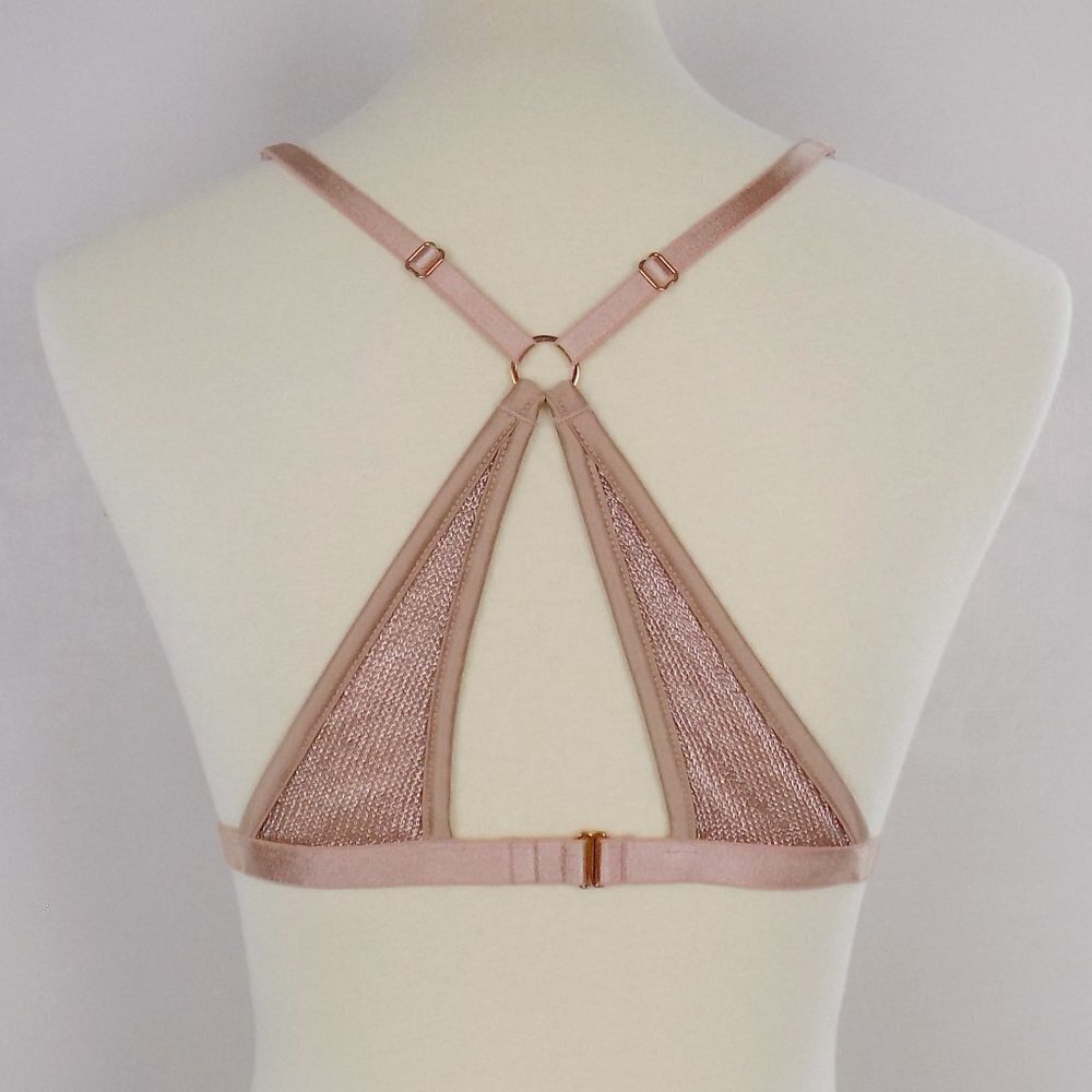 new! Victoria's Secret VS metallic chainmail knit plunge bralette bra disco - Picture 3 of 8